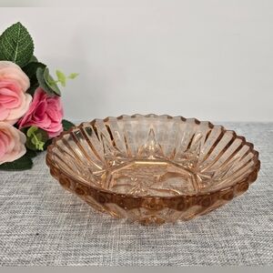 Vintage Federal Glass 7" Pioneer‎ Pink Fruit Bowl Serving Heavy